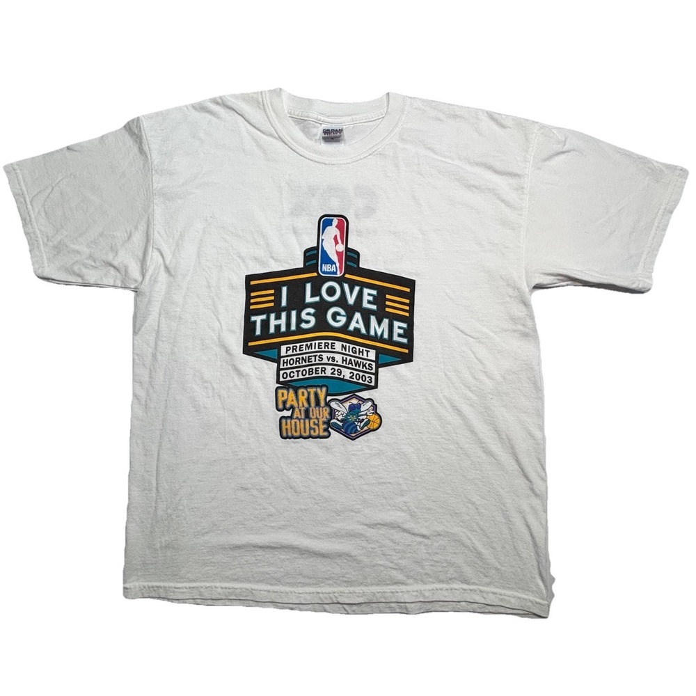 Vintage 2003 NBA I Love This Game Hornets Hawks Tee XL Charlotte Promo Y2K